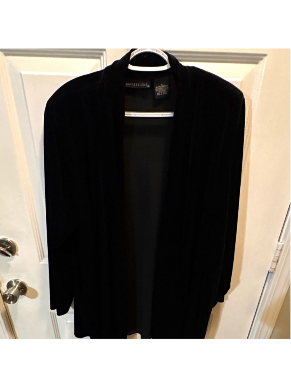 Impressions Black Open Front Long Jacket Women’s Plus 1X Long Sleeve